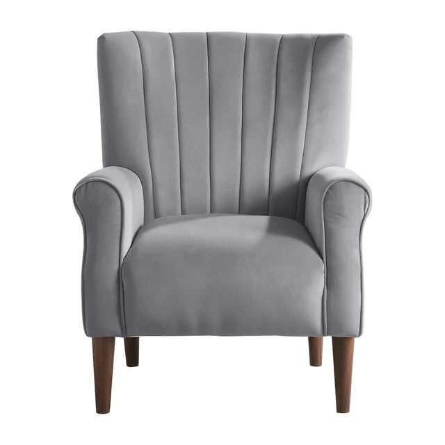 OakvillePark Larue Velvet Fabric Upholstered Accent Chair, Dark Gray | Walmart (US)