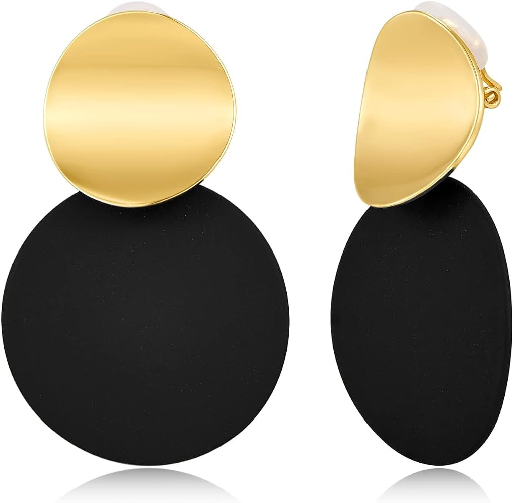 LILIE&WHITE Gold Clip On Earrings For Women Round Disc Earrings In Gold And Other Color Geometric... | Amazon (US)