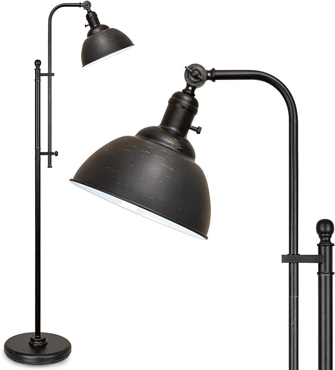 Industrial Floor Lamp, 3 Color Temperature Rustic Floor Lamps in Aged Bronze Finish, Adjustable H... | Amazon (US)
