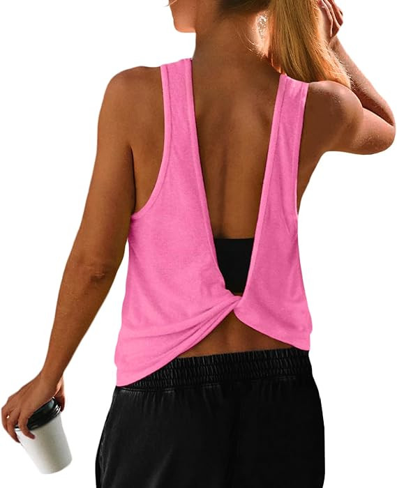 UNIANKIYA Open Back Workout Tops for Women Athletic Backless Tank Tops Sleeveless Running T Shirt... | Amazon (US)