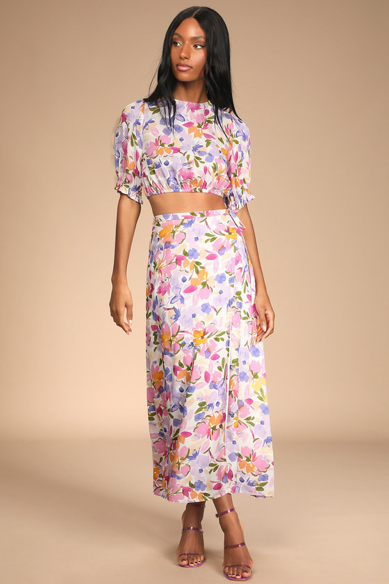 Summer Sweetness White Multi Floral Wrap Midi Skirt | Lulus (US)