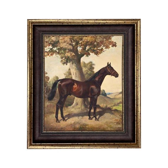 Dark Chestnut Horse Ethelbruce by Lynwood Palmer Framed Oil Painting Print on Canvas in Wide Brow... | Etsy (US)