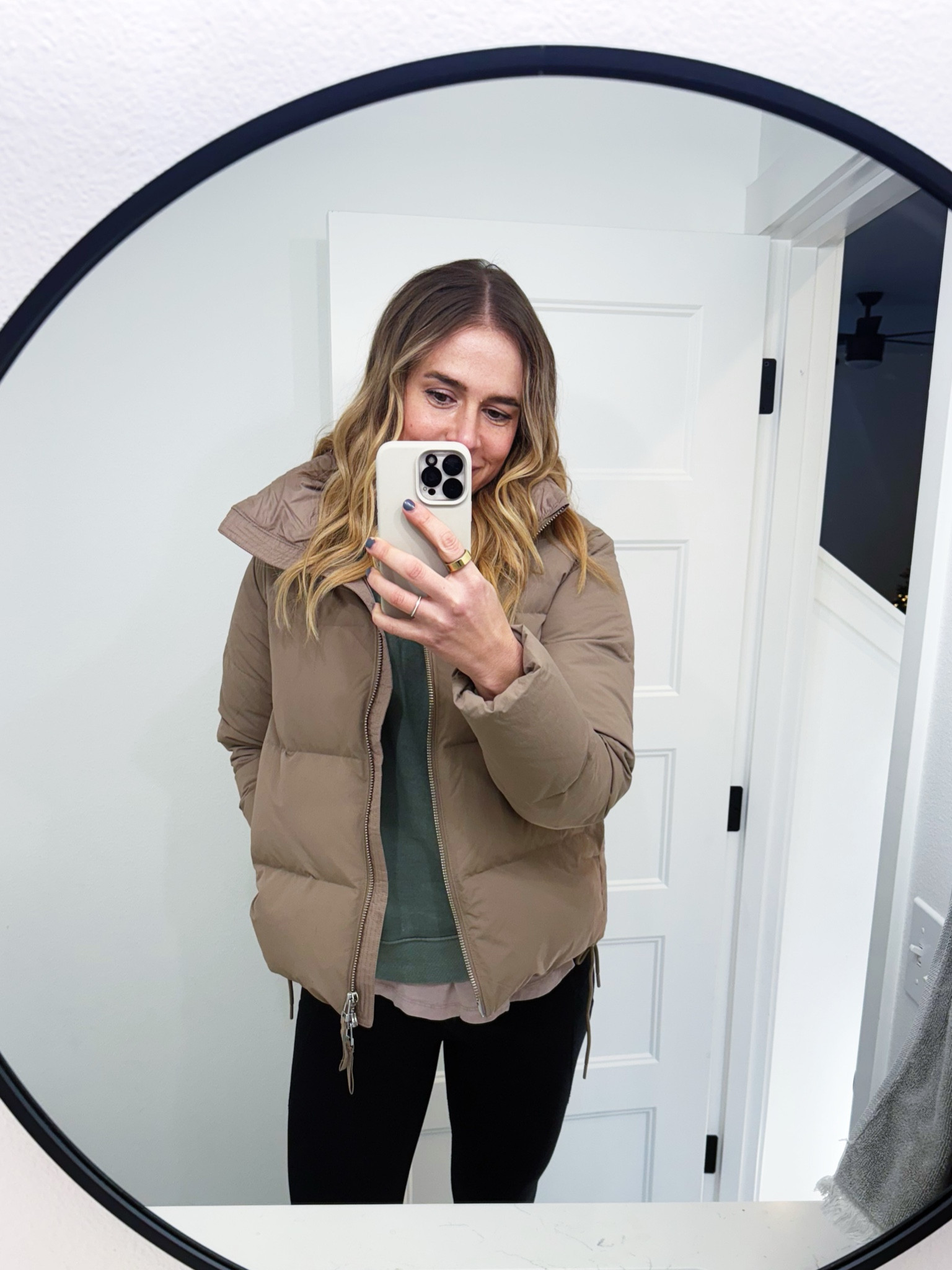 Staples. This puffer and this sweatshirt. Both sustainable options! 