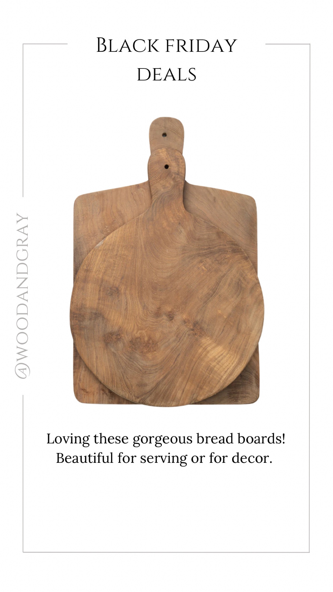 These gorgeous bread boards are so good for serving or for decor. 
So good that I ordered both! 

#breadboard #charcuterieboard #servingboard #woodandgray #wooddecor #kitchendecor #diningroomdecor #mcgeeandco #homefinds #homedecor

#LTKSaleAlert #LTKHome #LTKGiftGuide
