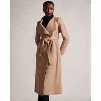 Ted Baker Long Length Wool Wrap Coat in Camel ROSELL, Women's Clothing | Ted Baker (UK)
