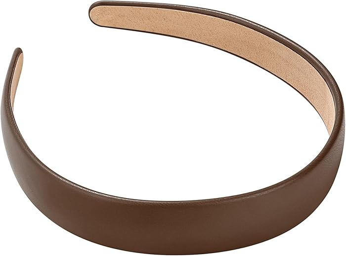 WantGor PU Leather Headband Hairband Fashion Hair Bands Cute Womens Headbands, Brown | Amazon (US)