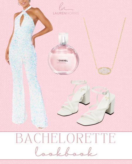 Sparkly bachelorette jumpsuit and accessories 👰🏼‍♀️🤍

#LTKWedding #LTKBeauty