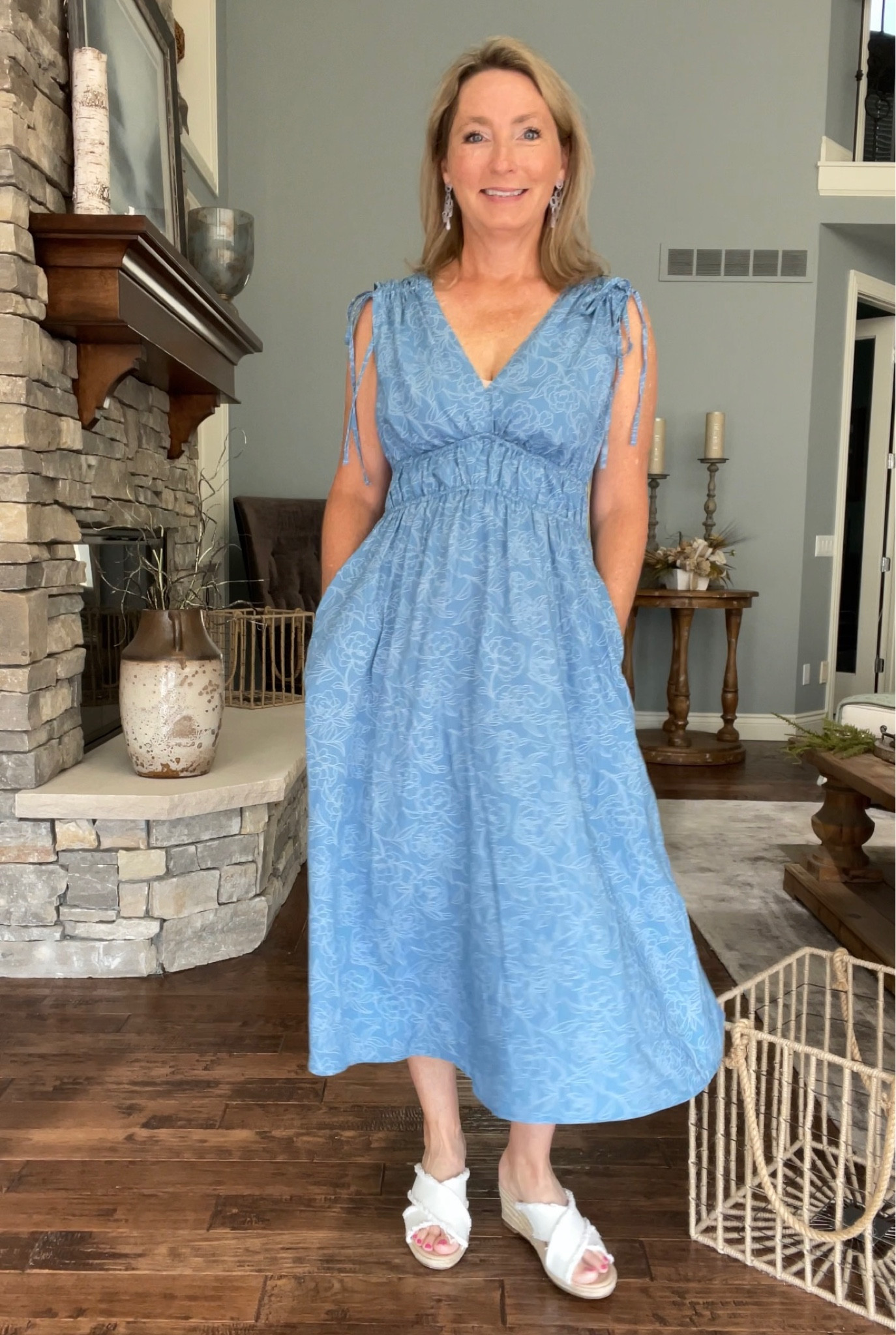 #WalmartPartner. Loving this dress from #WalmartFashion for summer as well. It is lightweight, a great length and the blue color is beautiful! 

#LTKunder50