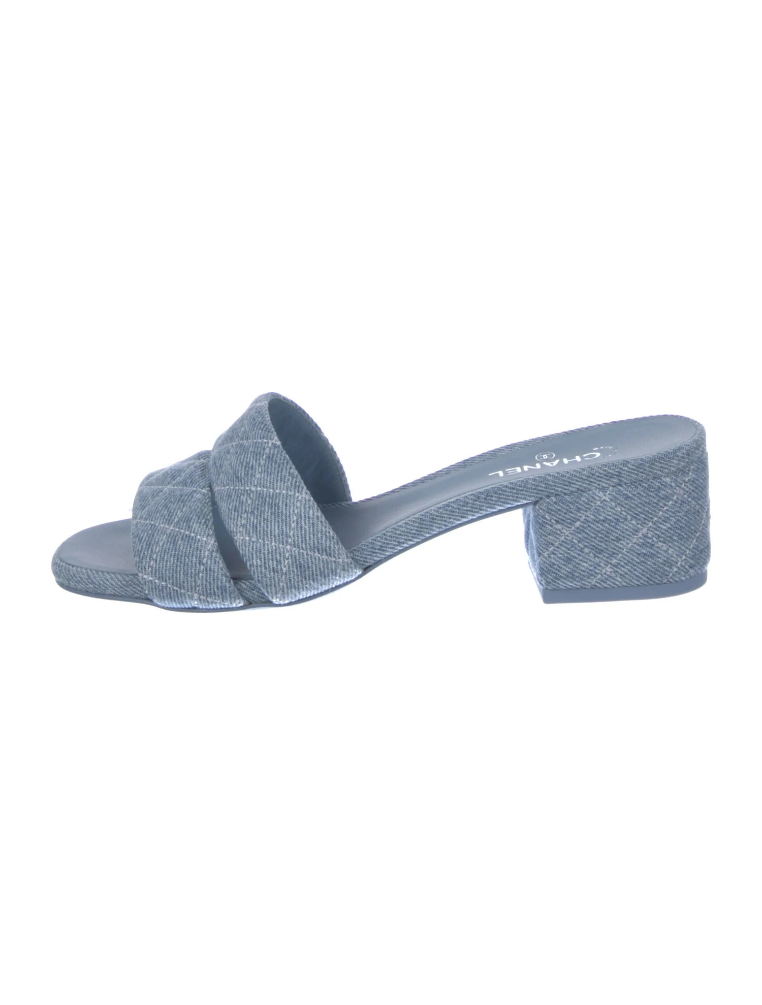 Chanel Interlocking CC Logo Denim Slides - Blue Sandals, Shoes - CHA1420301 | The RealReal | The RealReal