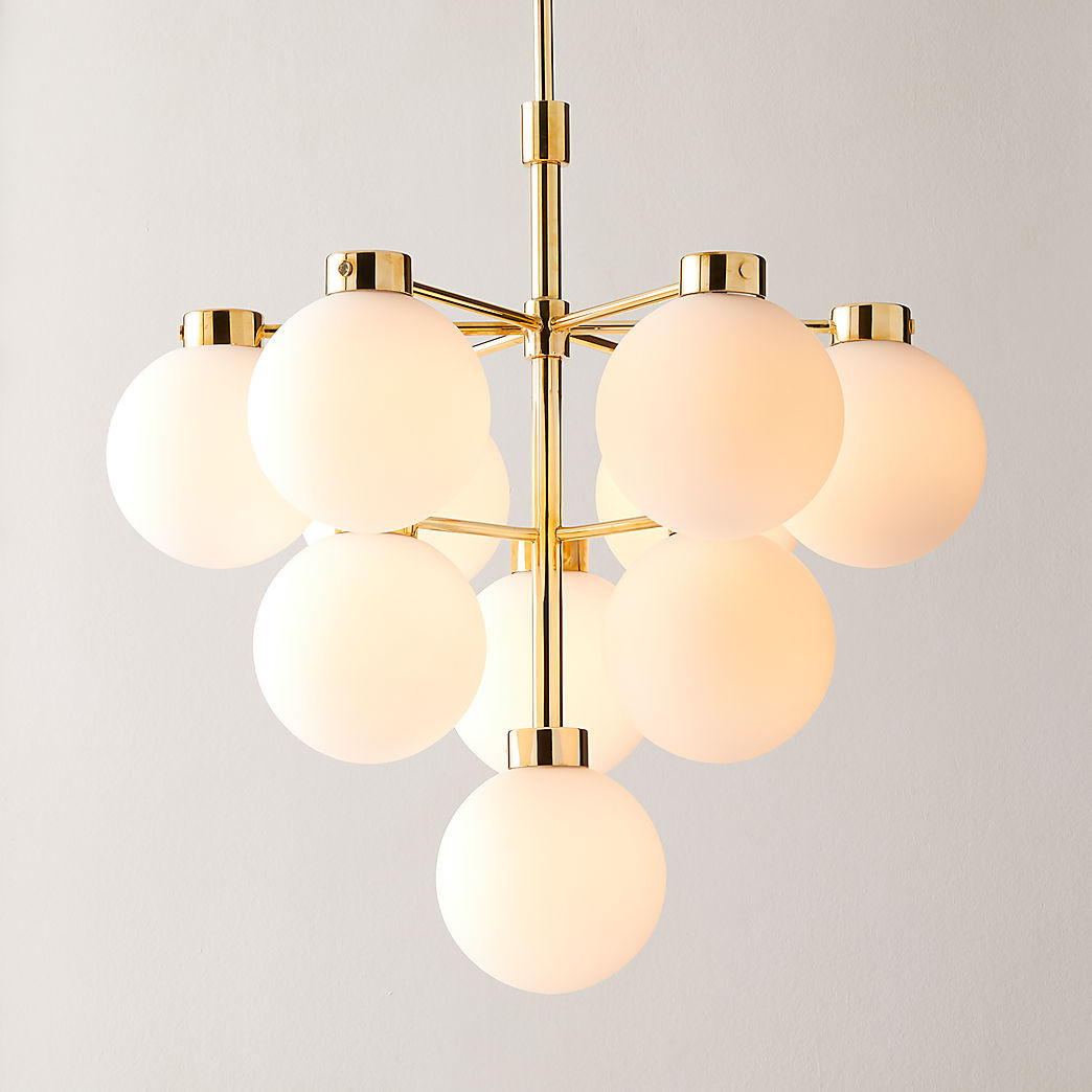 Marra Unlacquered Brass Tiered Pendant Light with Milky Glass Shade | CB2 | CB2