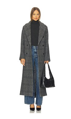 SAMSOE SAMSOE Sajilla Coat in Grey Check from Revolve.com | Revolve Clothing (Global)