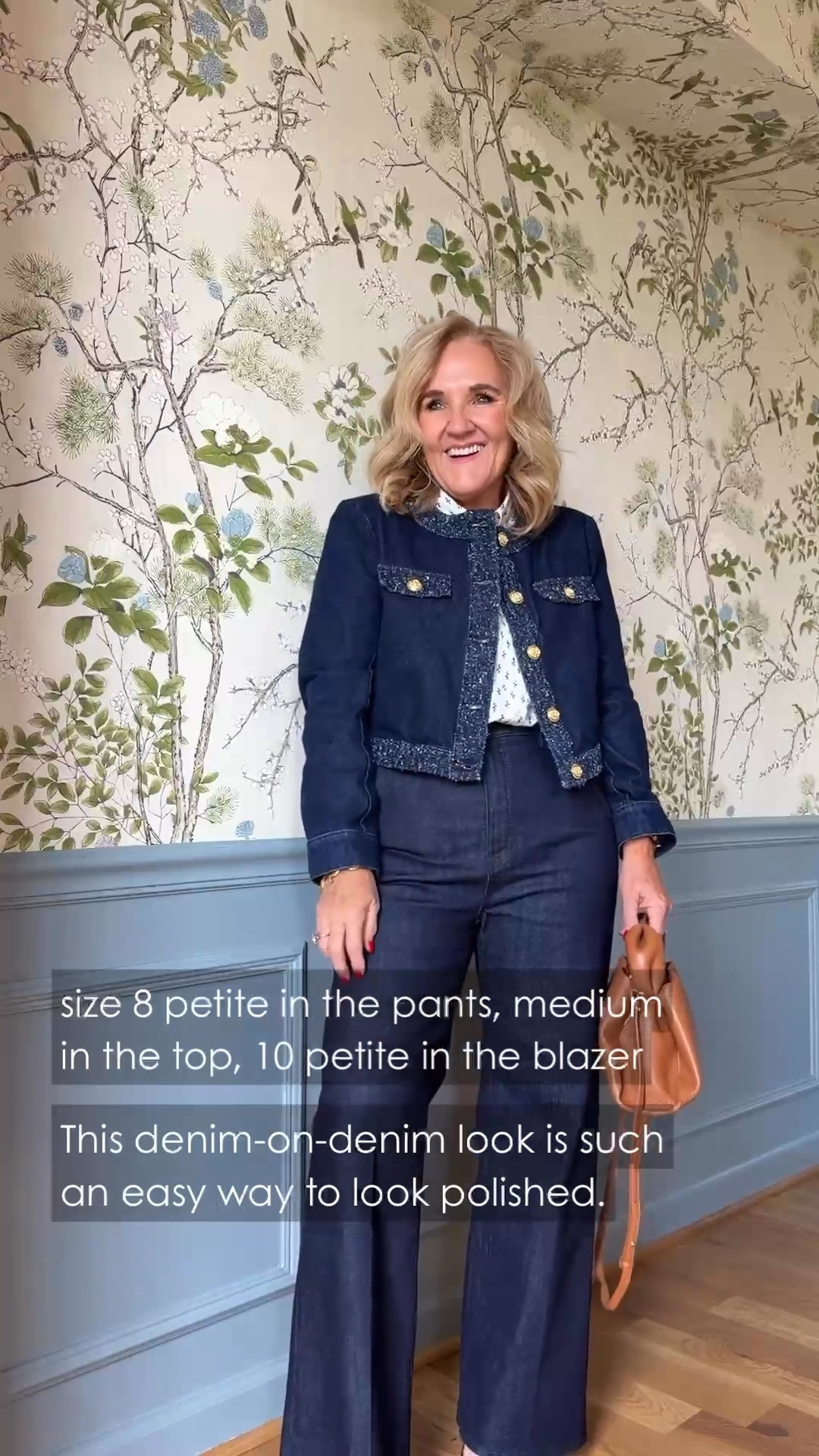I have to say, I’m having a little fun with this denim-on-denim look. I’m in a medium in the top, a petite 8 in the pants, and a petite 10 in the blazer.

#LTKgrwm #LTKdayinmylife #LTKootd