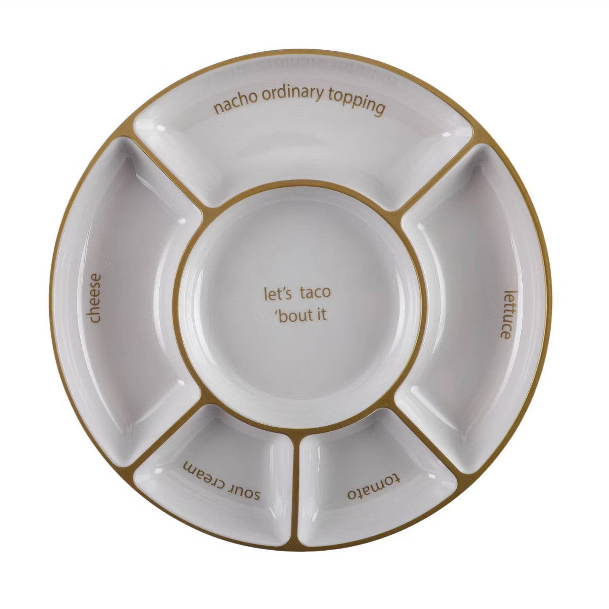 Cook With Color Round Sectional Serving Platter Cream/Gold | Target