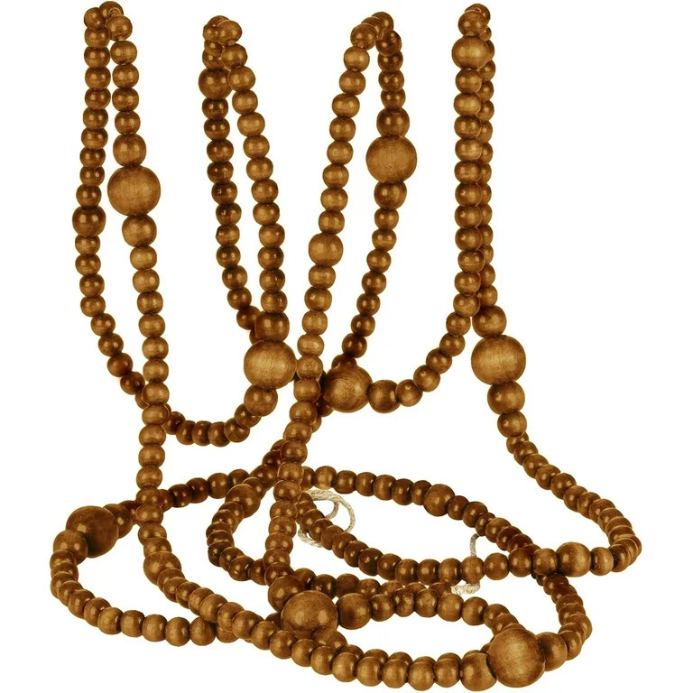 12 Feet Christmas Wooden Beads Xmas Bead Garland Round Craft Bead Garland Farmhouse Bead Garland ... | Walmart (US)