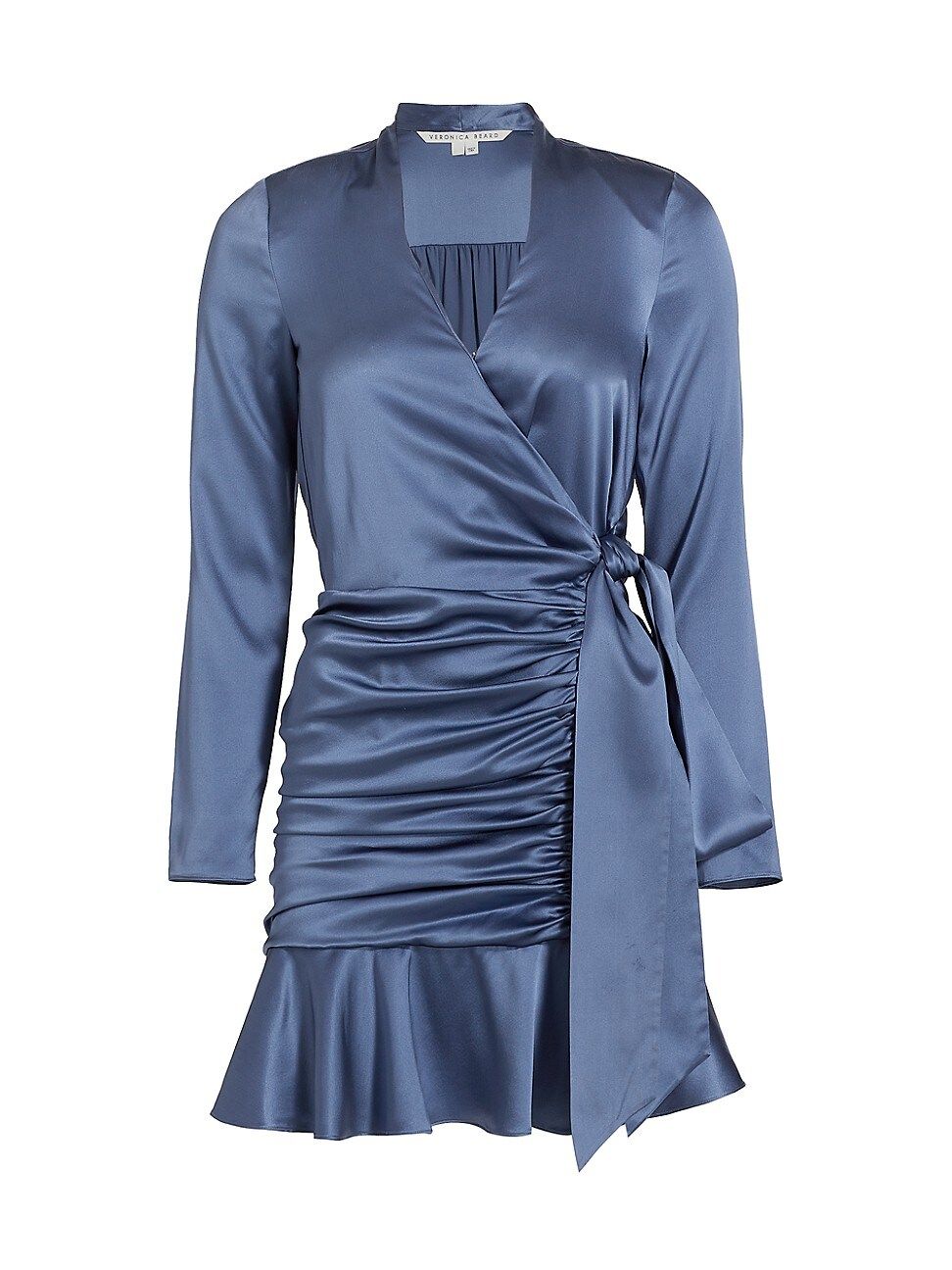 Women's Agatha Silk Satin Wrap-Effect Dress - Steel Blue - Size 8 | Saks Fifth Avenue