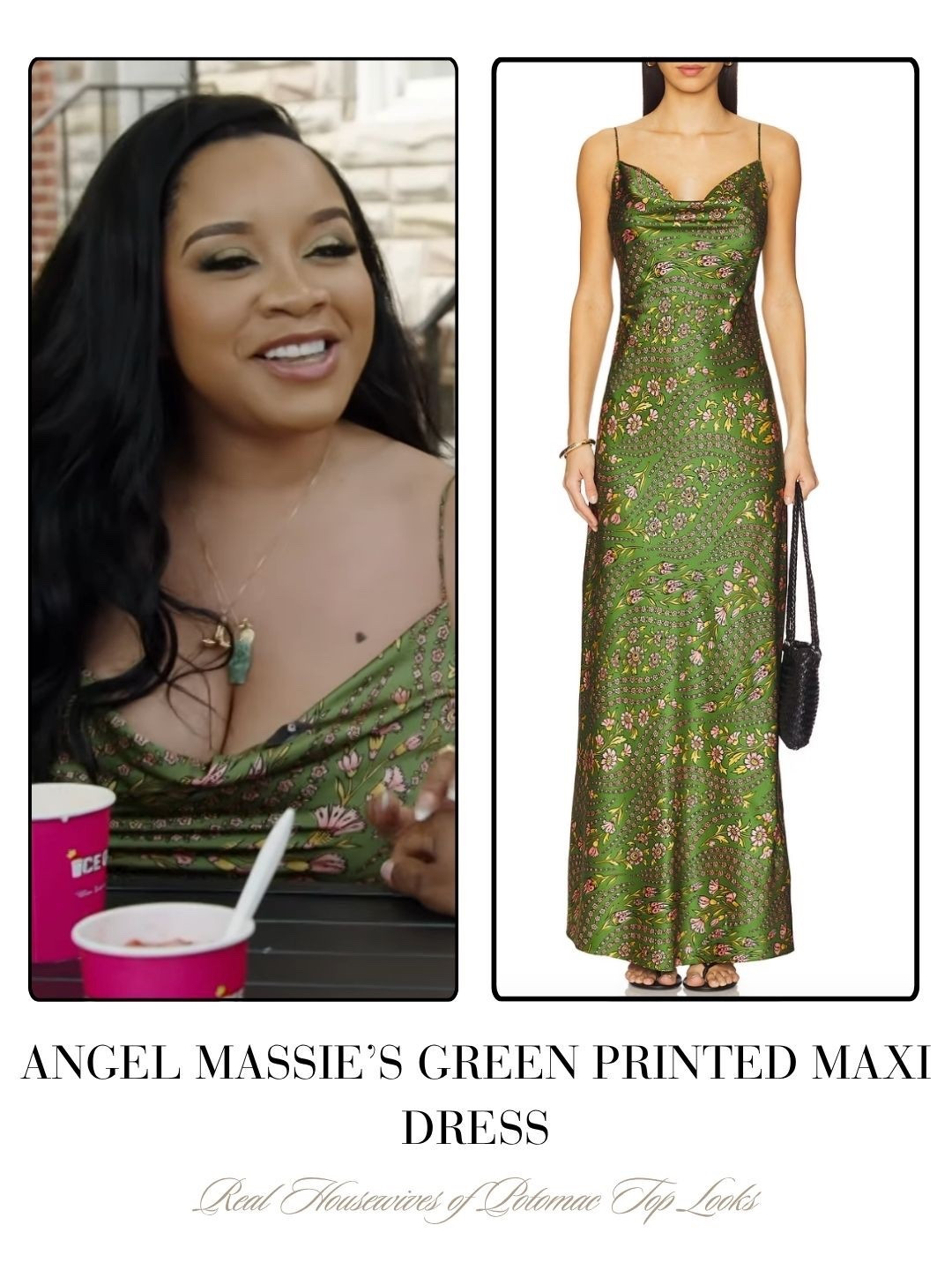 Angel Massie’s Green Printed Maxi Dress
