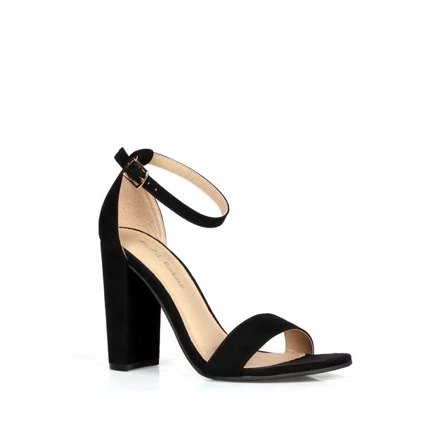 ShoeLaLa Two Piece Chunky Heel Sandals in Black | Walmart (US)