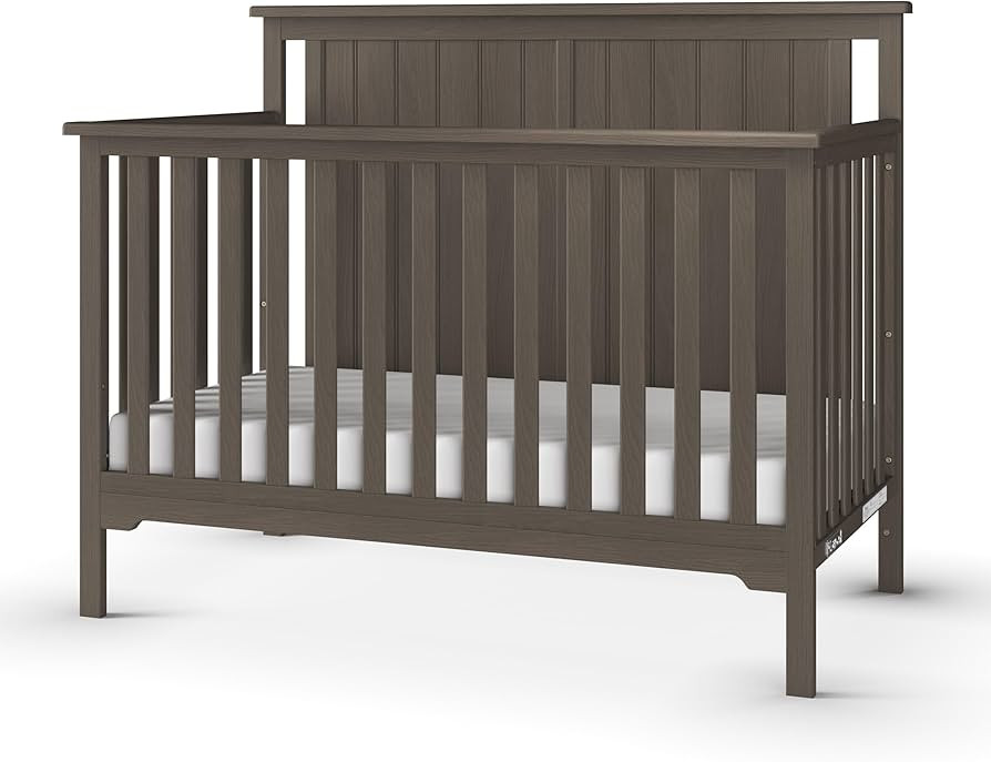Child Craft Cottage Flat Top 4-in-1 Convertible Crib, Baby Crib Converts to Day Bed, Toddler Bed and Full Size Bed, 3 Adjustable Mattress Positions, Non-Toxic, Baby Safe Finish (Dapper Gray) | Amazon (US)