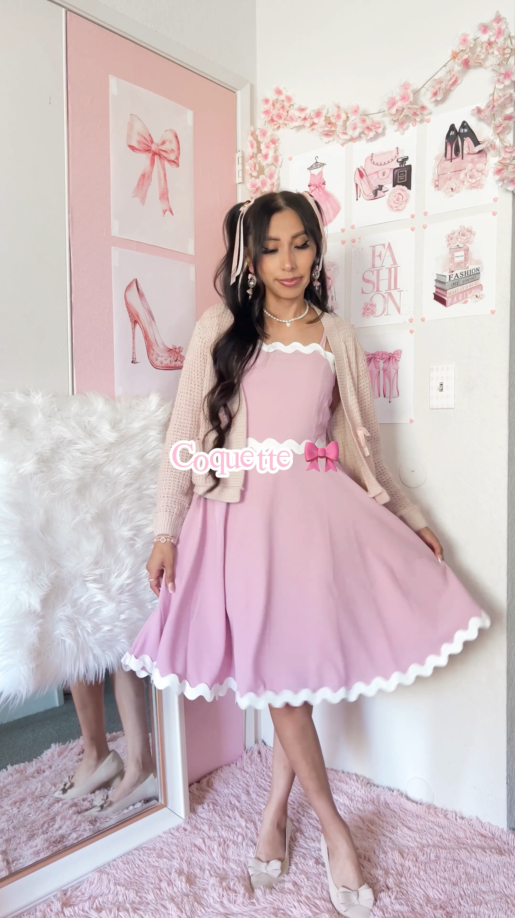 Viral Amazon ric rac trim dress styled three ways! 🩷 I put together a western inspired look, a coquette look, and a kawaii look. This pink dress flows beautifully and is perfect for twirling. #ricracdress #amazonfashion #viraldress 

#LTKStyleTip #LTKFindsUnder50