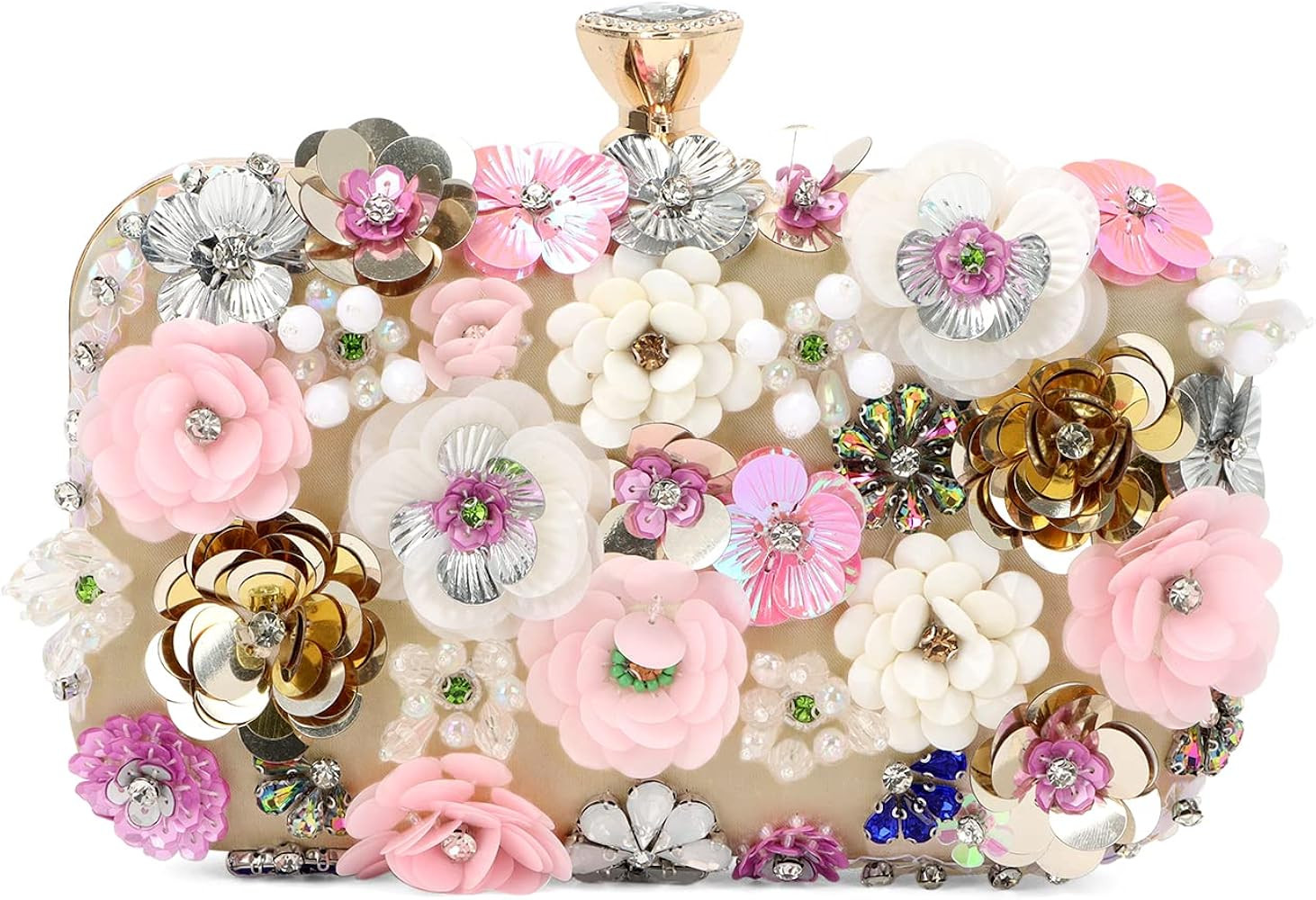 Oweisong 3D Flower Clutch Purses for Women Gold Formal Wedding Party Evening Bags Chain Floral Sh... | Amazon (US)