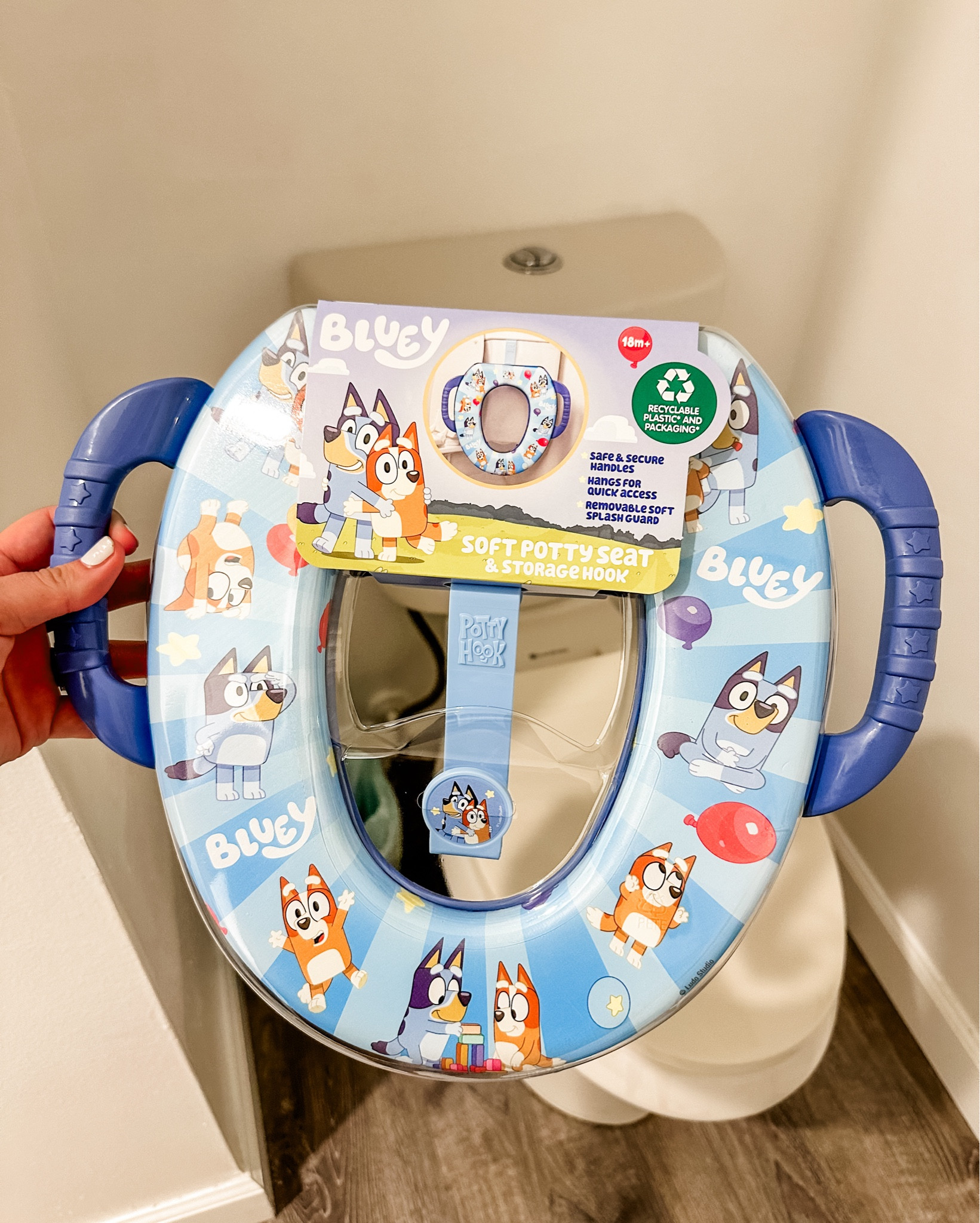 Bluey potty seat! 🙌🏼
🩵comes with hook
🩵detachable splash gaurd
🩵soft cushy seat
🩵made in the USA 🇺🇸 

#LTKKids #LTKBaby #LTKFamily