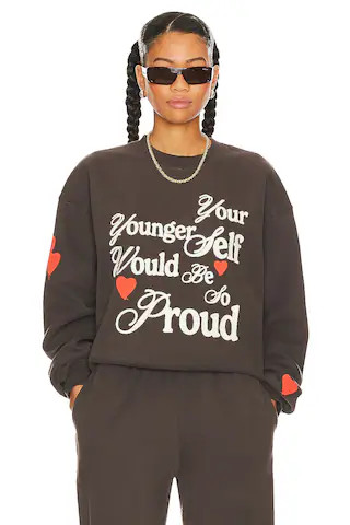 The Mayfair Group Proud Of You Crewneck in Charcoal from Revolve.com | Revolve Clothing (Global)