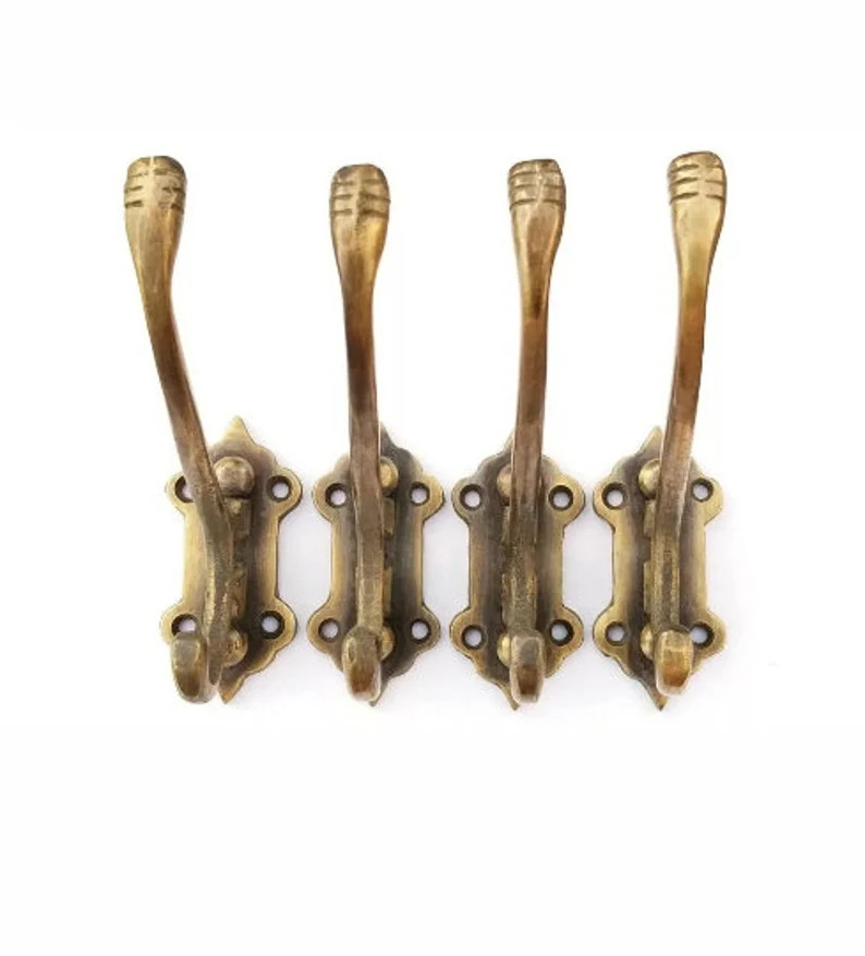 Old Style Solid Brass Double Wall Mount 180 degree Swivel Coat Hat Towel Hooks #C24 | Etsy (US)