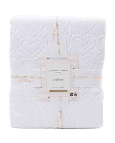 White Quilted Hearts Quilt Set | TJ Maxx