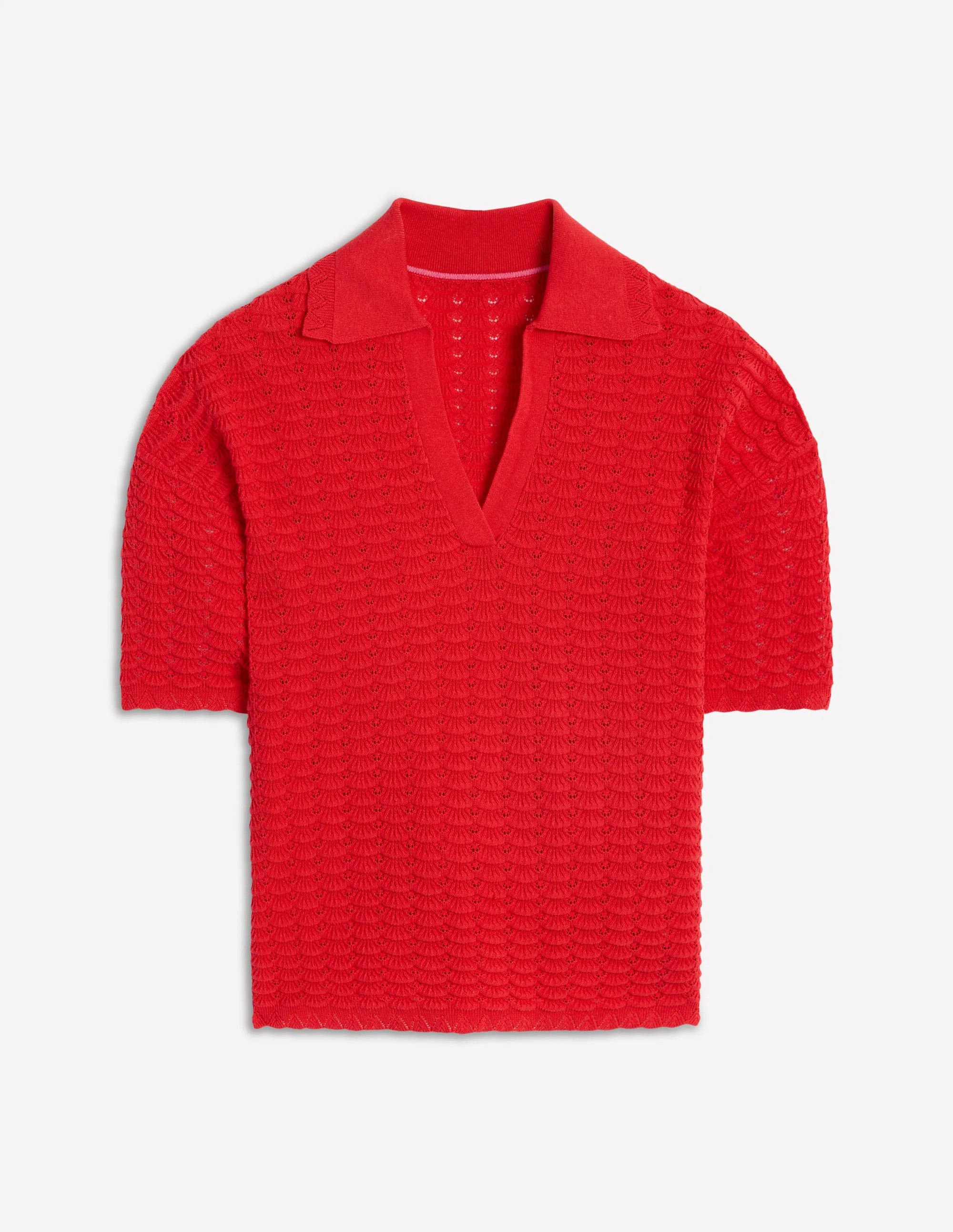 Collared Henley Jumper-Strawberry Tart Red | Boden UK