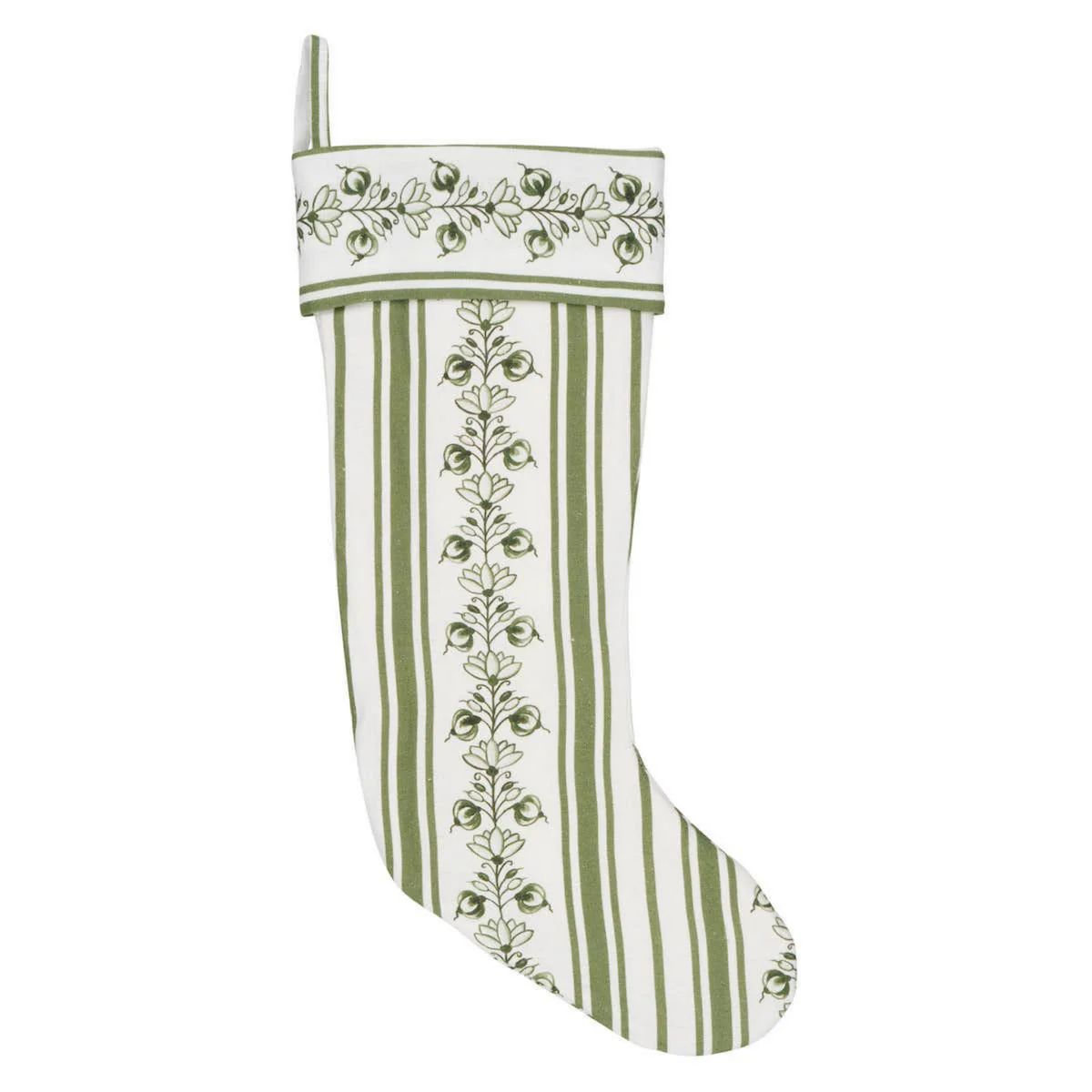 Delft Green Stripe Christmas Stocking | The Well Appointed House, LLC