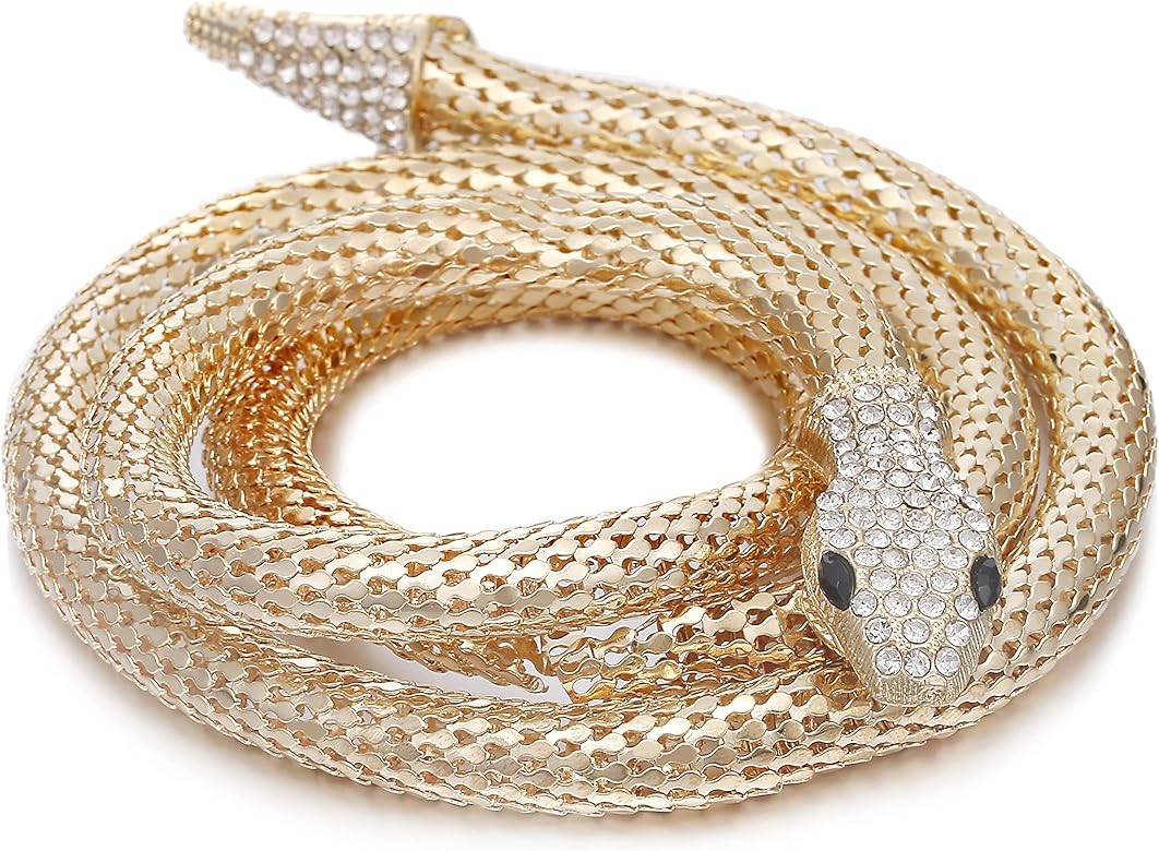 LUREME Flexible Bendable Snake Necklace, Adjustable Snake Collar Choker Necklace, Snake Waist Cha... | Amazon (US)