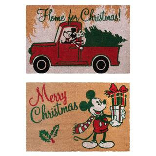 Mickey Mouse Christmas 20 in. x 34 in. Coir Door Mat (2-Pack) | The Home Depot