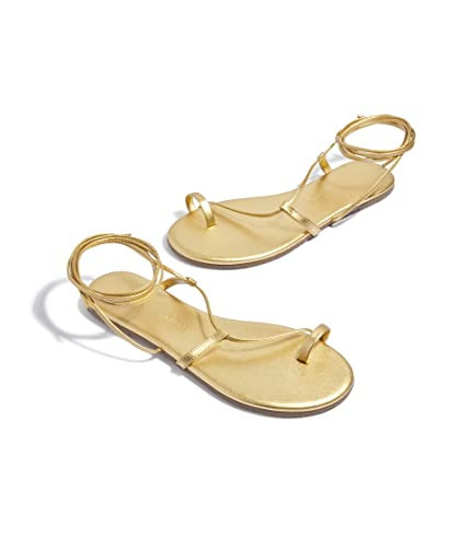 TKEES Jo - Flats for Women - Leather Upper - Wrap Around Ankle Tie Closure - Open Round Toe - Flat Silhouette Blink 10 B - Medium | Amazon (US)