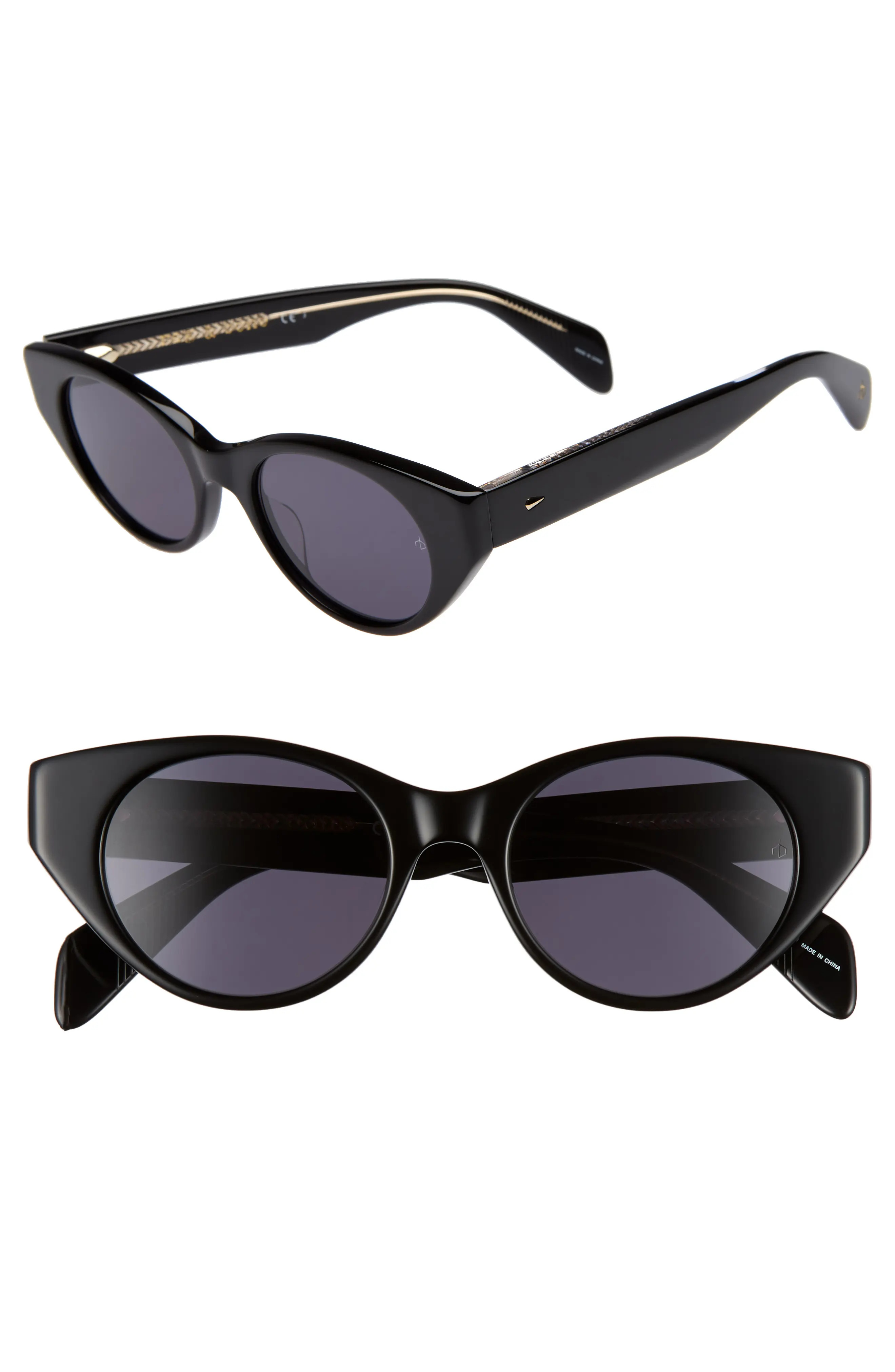 Women's Rag & Bone 49mm Cat Eye Sunglasses - Black | Nordstrom