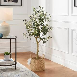 StyleWell 4ft Faux Olive Tree in White Pot T4434 - The Home Depot | The Home Depot