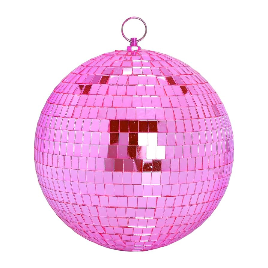 8 Inch Hanging Mirror Disco Ball: Pink Disco Balls Decorations Mirror Ball with Hanging Ring for ... | Amazon (US)
