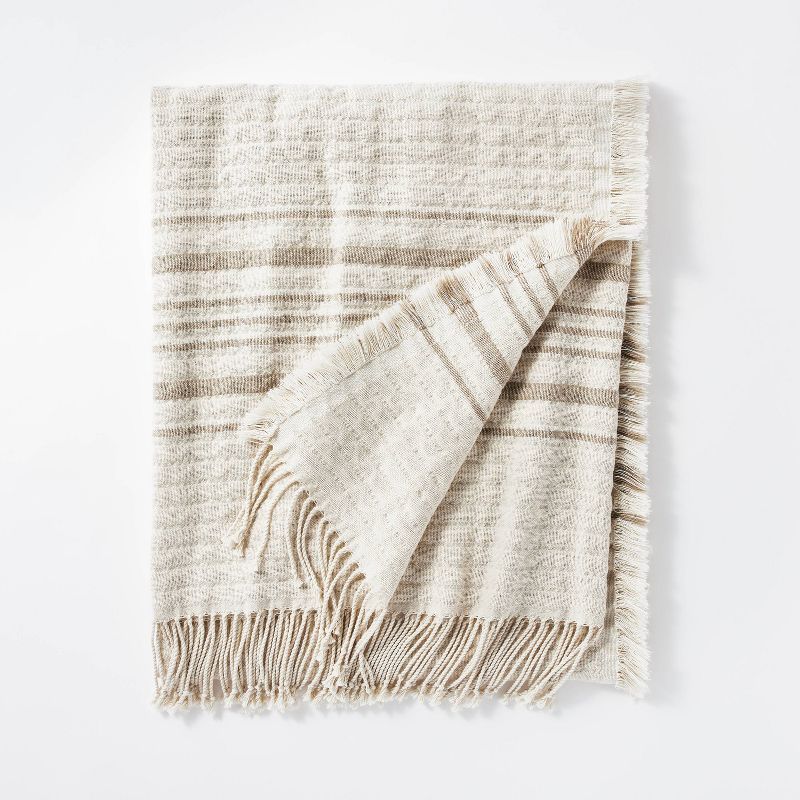 Striped Gauze Throw Blanket Cream/Taupe - Threshold&#8482; designed with Studio McGee | Target