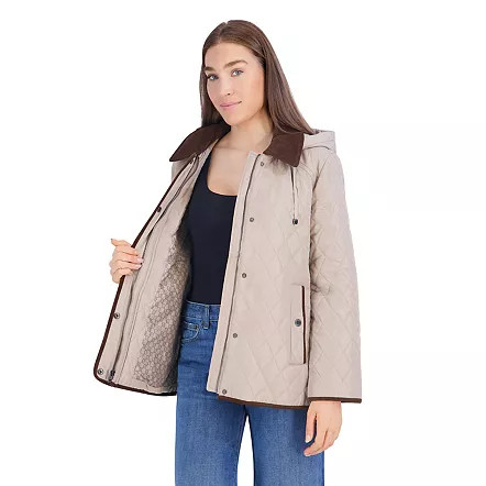 Women's London Fog Quilted Jacket, Size: Large, Brown | Kohl's