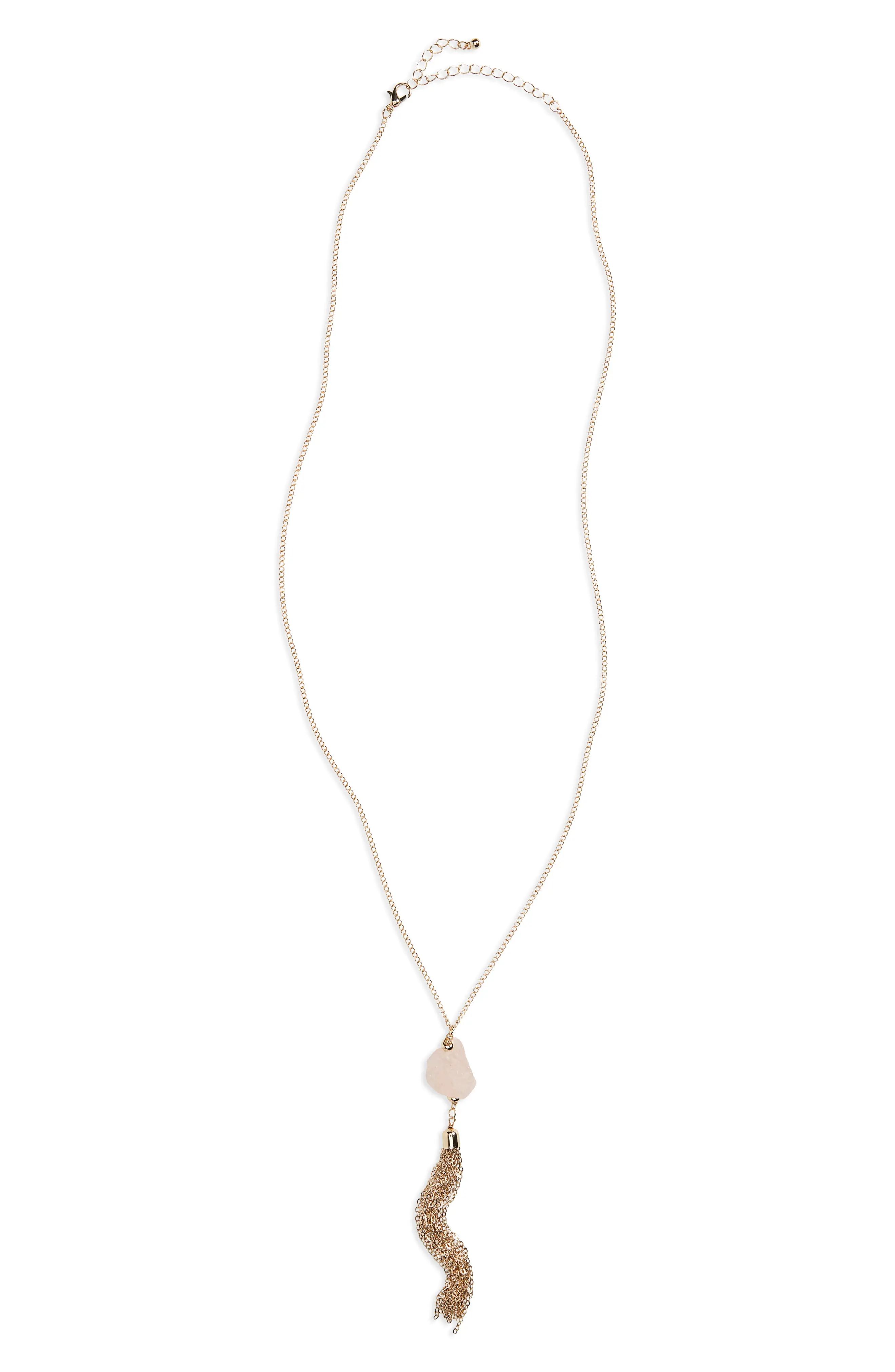 Celeste Rose Quartz & Chain Tassel Necklace | Nordstrom