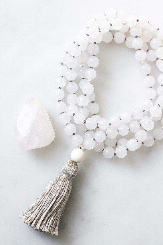 Quartz Mala Necklace | HEAL | mala beads 108 necklace, mala tassel necklace, beaded yoga mala, cr... | Etsy (US)