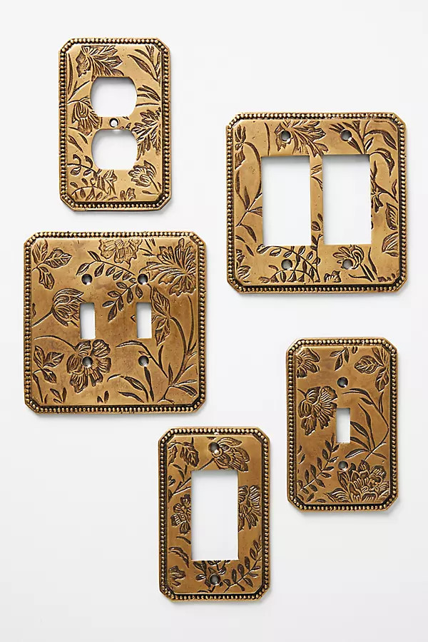 Joan Etched Metal Floral Switch Plate | Anthropologie (US)