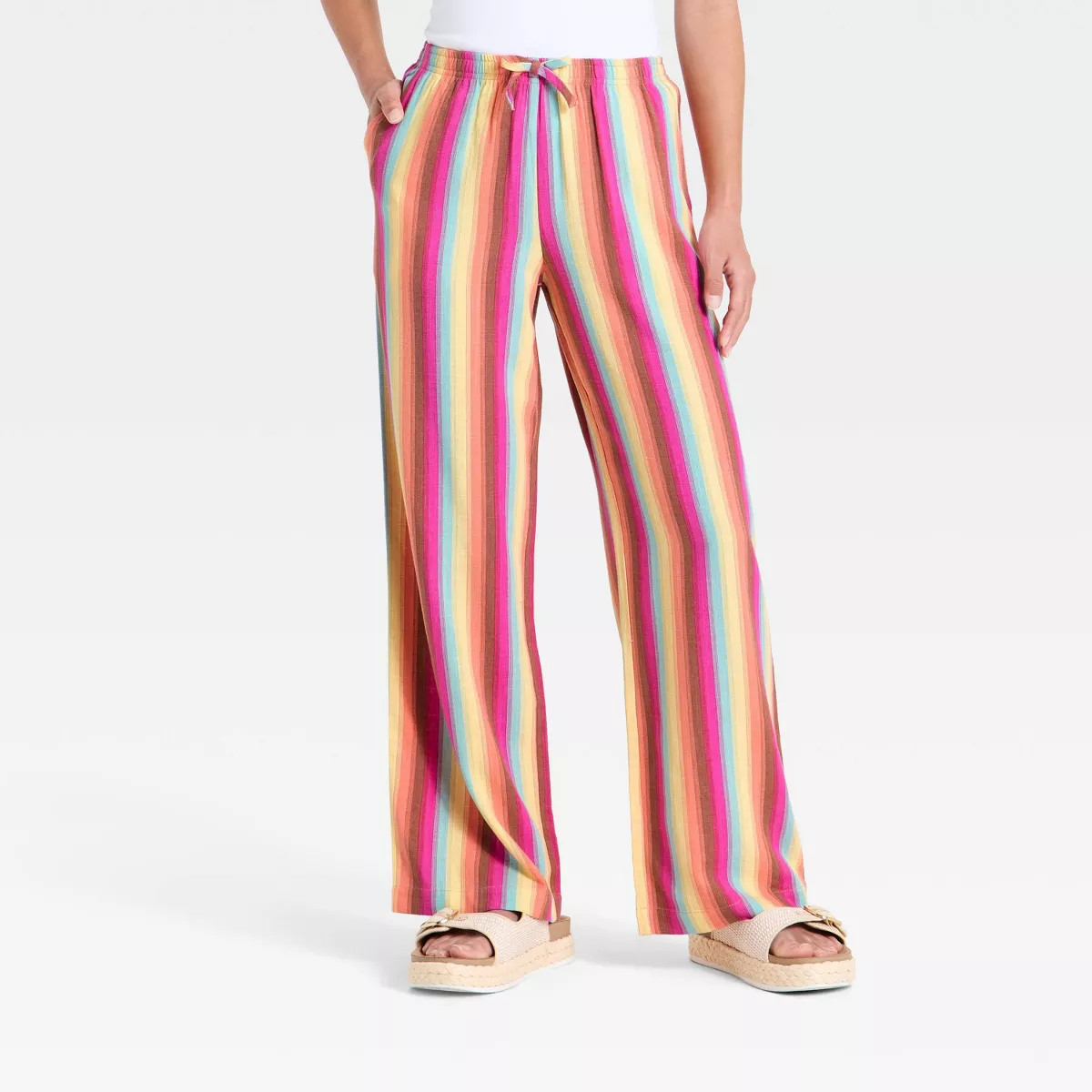 Girls' Striped Beach Pant - art class™ Orange/Yellow M | Target