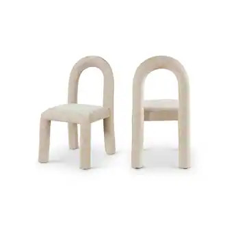 Meridian Furniture - Amari Chenille Fabric Dining Chair, Set of 2 - Beige | Best Buy U.S.