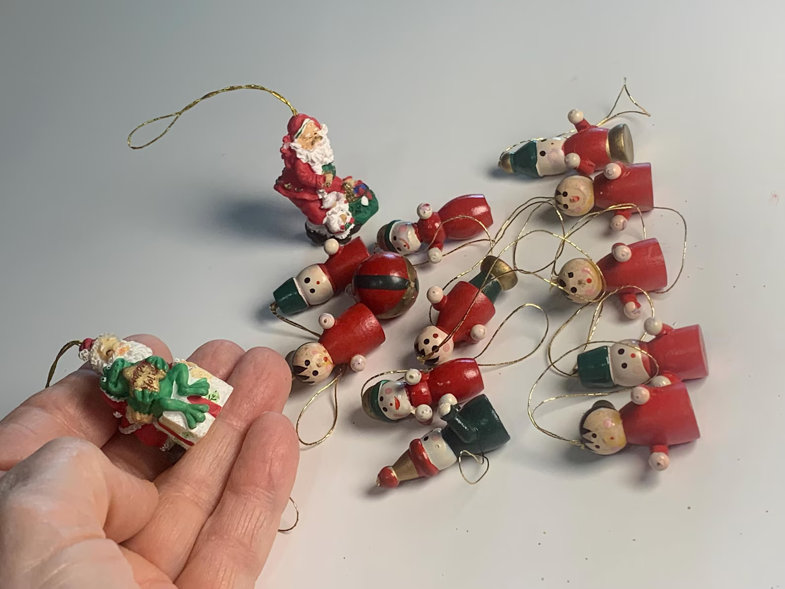 A Collection of Vintage Miniature Wooden Christmas Ornaments, With Two Ceramic Pieces. - Etsy | Etsy (US)