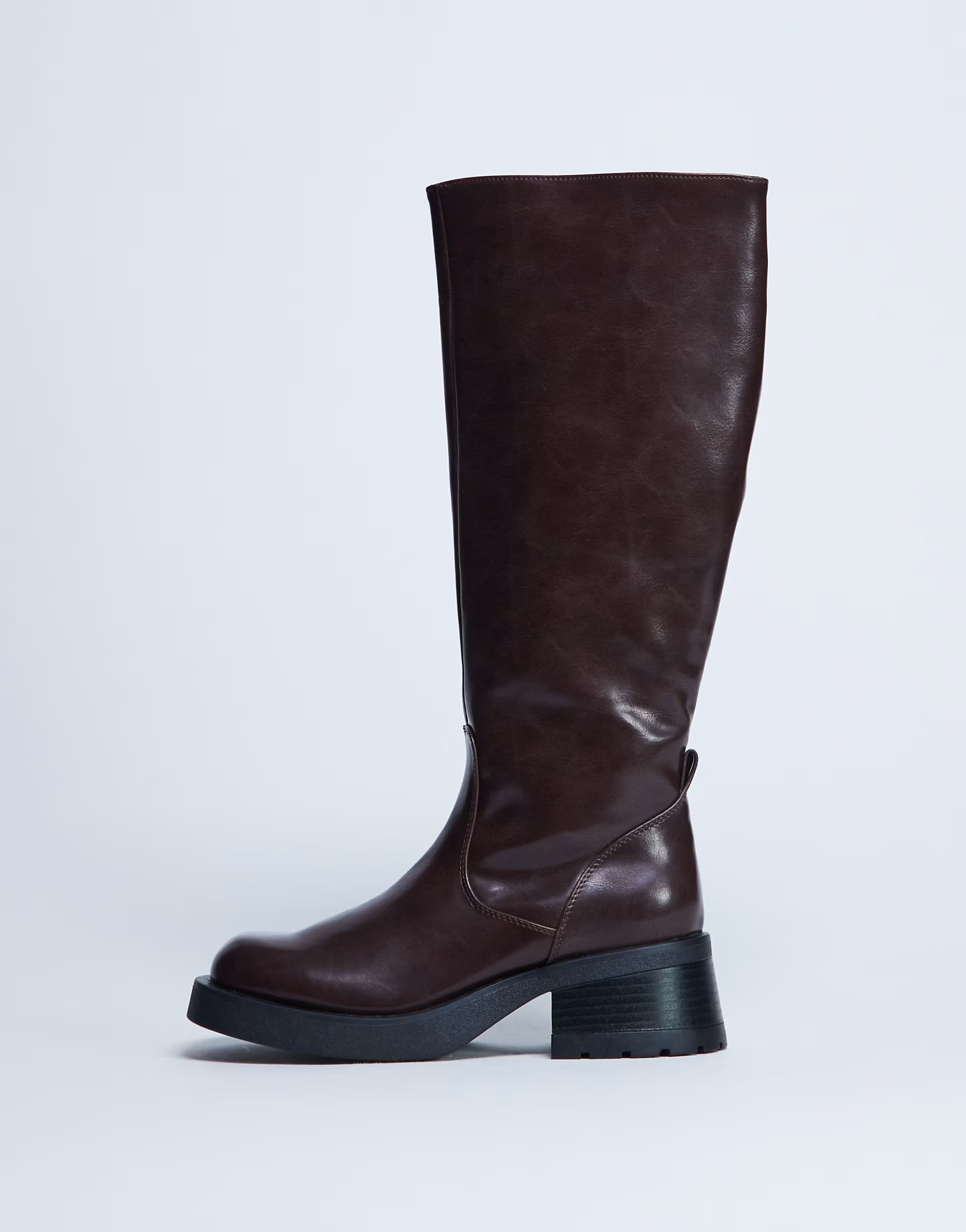 Topshop Rachel knee high chunky heeled boot in chocolate | ASOS (Global)