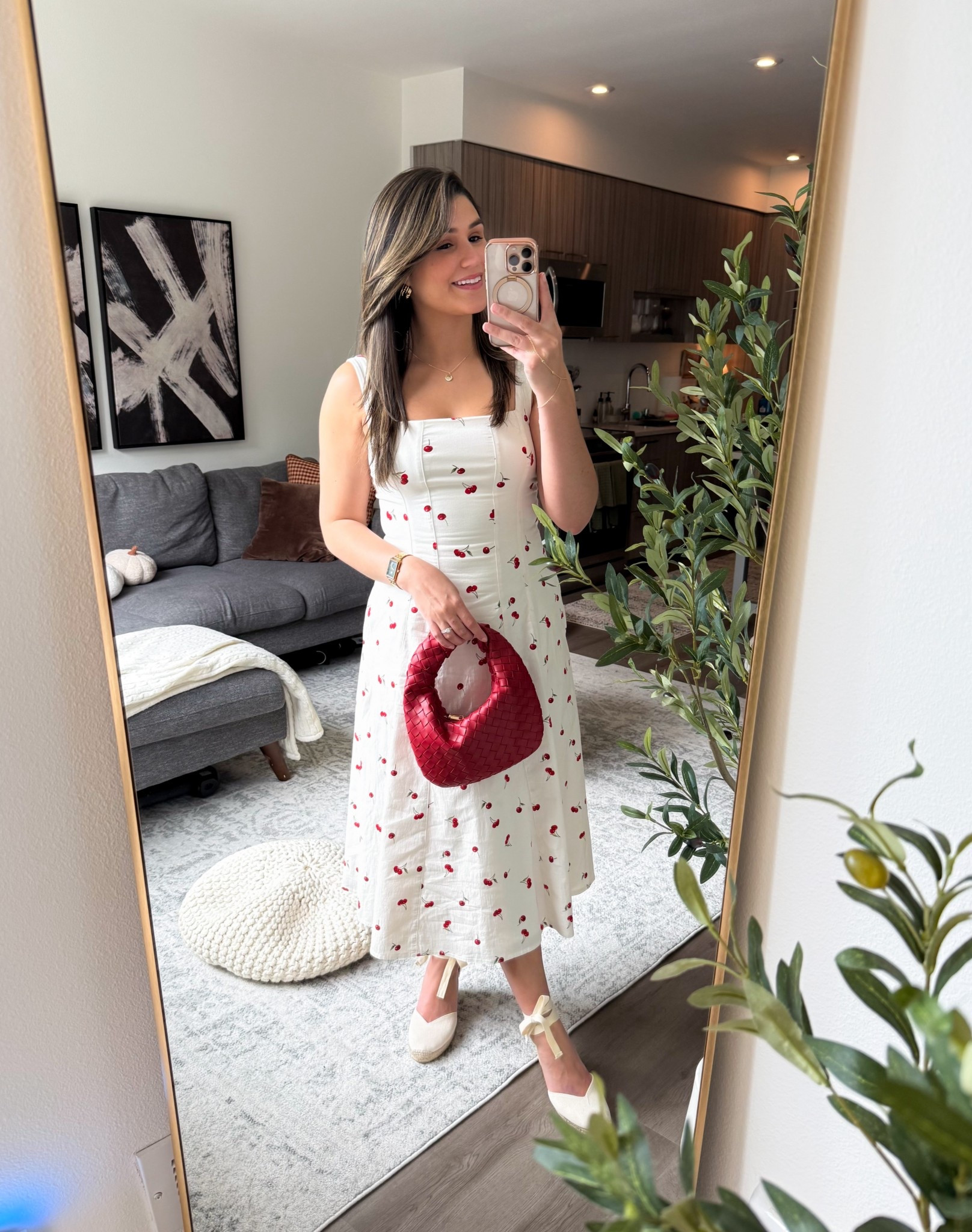 Cherry-picked perfection 🍒 I’m obsessed with this midi dress. The playful print makes it so fun for brunch or your next girls’ trip. This exact print is almost sold out, but I’ve linked a few other cute options too! 

Dress: Small (Petite) 
Shoes: 9 (sized up half) 

#LTKSeasonal #LTKPetite #LTKShoeCrush