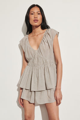 ARABELLA CREAM CHECK TOP | DISSH