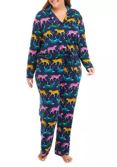 Crown & Ivy™ Plus Size Printed Notch Pajama Set | Belk