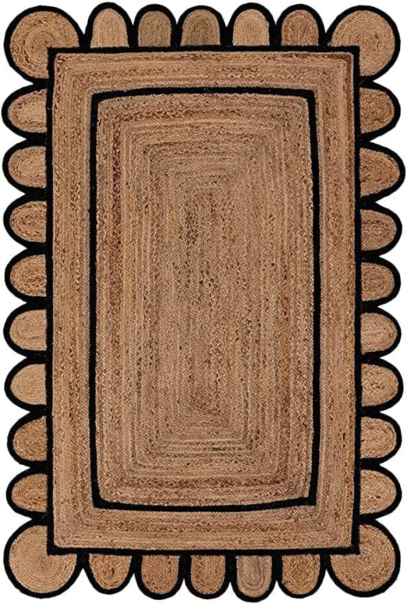 SVI Rug Scallop Pattern Jute Bohemian Area Rug (Black, 2'x6') | Amazon (US)
