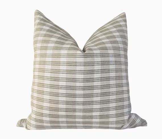 IRIS  Plaid Stripe Linen Cushion Cover Gingham Linen Pillow | Etsy | Etsy (US)